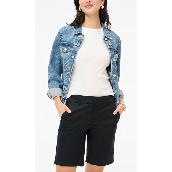 J.Crew Factory Women's Black 9" Frankie Bermuda Chino Short AL569 Size 12 - Picture 1 of 9
